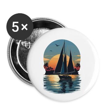Segeln Sonnenuntergang Paradies - Buttons groß 56 mm (5er Pack) - Weiß - Vorne
