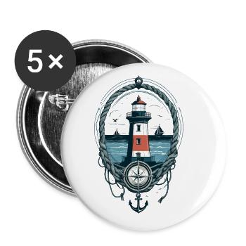 Lighthouse Hobby Fisherman Seafarer Sea Lover - Buttons large 2.2''/56 mm (5-pack) - white - Front