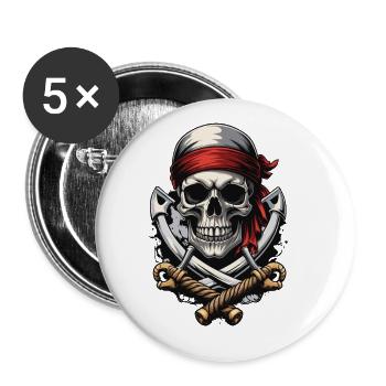 Pirate Flags Skull Jolly Roger Pirate Costume - Buttons large 2.2''/56 mm (5-pack) - white - Front