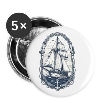 Elegant Sailing Ship Adventure Motif - Buttons large 2.2''/56 mm (5-pack) - white - Front