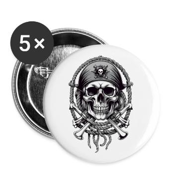 Pirate Flags Skull Jolly Roger Pirate Costume - Buttons large 2.2''/56 mm (5-pack) - white - Front