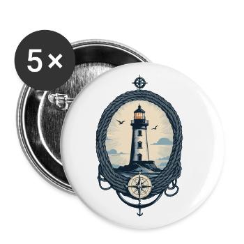 Lighthouse Hobby Fisherman Seafarer Sea Lover - Buttons large 2.2''/56 mm (5-pack) - white - Front