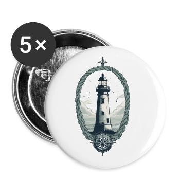 Lighthouse Hobby Fisherman Seafarer Sea Lover - Buttons large 2.2''/56 mm (5-pack) - white - Front