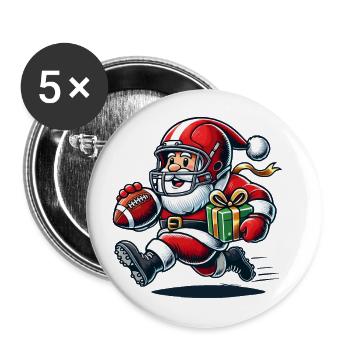 Père Noël jouant au football avec cadeau - Lot de 5 grands badges (56 mm) - blanc - Devant