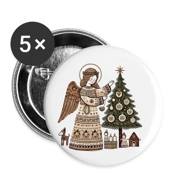 Weihnachtlicher Engel Mit Skandinavischem Charme - Buttons groß 56 mm (5er Pack) - Weiß - Vorne
