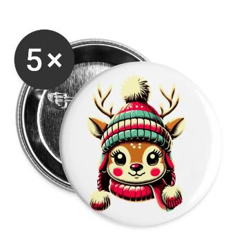 Adorable Vintage Design Christmas - Buttons large 2.2''/56 mm (5-pack) - white - Front