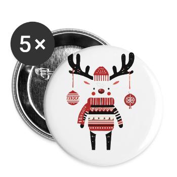 Christmas Reindeer Cottagecore Nostalgia - Buttons large 2.2''/56 mm (5-pack) - white - Front