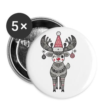Christmas reindeer magic in vintage style - Buttons large 2.2''/56 mm (5-pack) - white - Front
