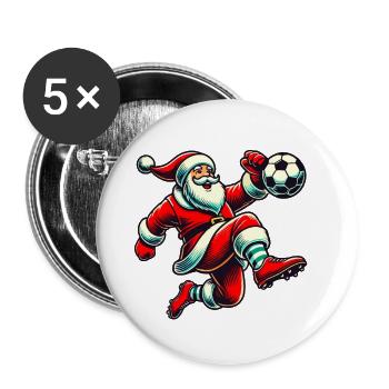 Soccer Playing Santa Claus Fun - Buttons large 2.2''/56 mm (5-pack) - white - Front