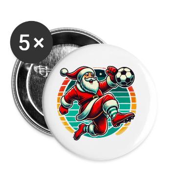 Football de Noël jouant au Père Noël - Lot de 5 grands badges (56 mm) - blanc - Devant