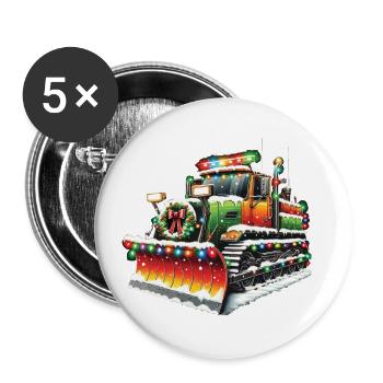 Winter Weihnachten Schneeräummaschine Fahrzeug - Buttons groß 56 mm (5er Pack) - Weiß - Vorne