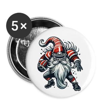Weihnachtlicher Football Gnom Zwerg Elf - Buttons groß 56 mm (5er Pack) - Weiß - Vorne