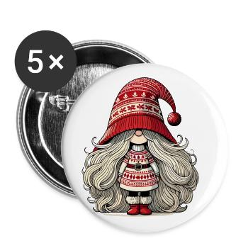 Christmas Gnome Woman Festive Gnome Girl - Buttons large 2.2''/56 mm (5-pack) - white - Front