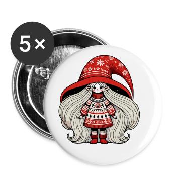 Christmas gnome in Scandinavian style - Buttons large 2.2''/56 mm (5-pack) - white - Front