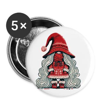 Christmas Gnome Woman Gnome Girl Elf - Buttons large 2.2''/56 mm (5-pack) - white - Front