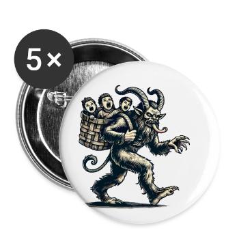 Unartige Kinder Krampus Weihnachtliche Folklore - Buttons groß 56 mm (5er Pack) - Weiß - Vorne