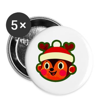 Fröhlicher Rentier Affe Weihnachtsspaß - Buttons groß 56 mm (5er Pack) - Weiß - Vorne