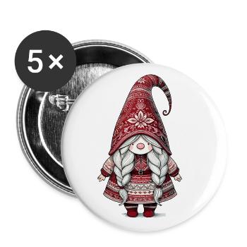 Niedlicher Weihnachtself Im Skandinavischen Stil - Buttons groß 56 mm (5er Pack) - Weiß - Vorne
