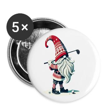 Golfer Gnome for Golf Lovers - Buttons large 2.2''/56 mm (5-pack) - white - Front