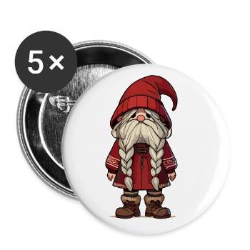 Gnome de Noël douillet d’hiver - Lot de 5 grands badges (56 mm) - blanc - Devant
