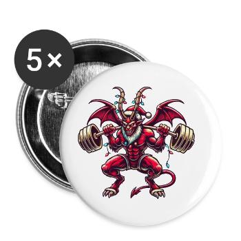 Christmas Krampus Muscle Power Workout Fun - Buttons large 2.2''/56 mm (5-pack) - white - Front