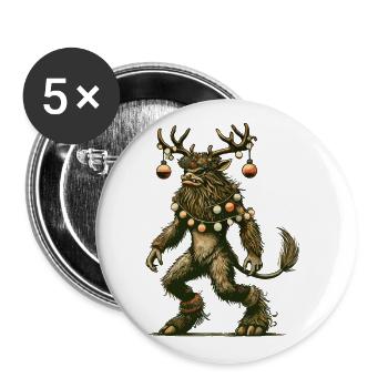 Festlicher Krampus Weihnachtszauber - Buttons groß 56 mm (5er Pack) - Weiß - Vorne