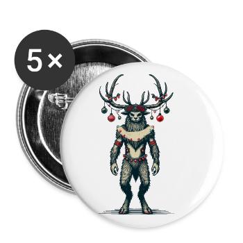 Festlicher Krampus Weihnachtliche Folklore - Buttons groß 56 mm (5er Pack) - Weiß - Vorne