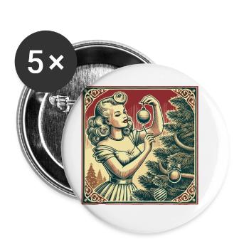 Retro Christmas Pin-Up Nostalgia - Buttons large 2.2''/56 mm (5-pack) - white - Front