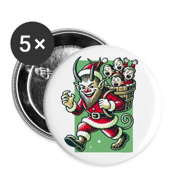 Santa Claus Krampus Naughty Children Folklore - Buttons large 2.2''/56 mm (5-pack) - white - Front