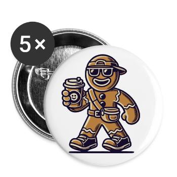Lustiger Lebkuchen Snob für Weihnachten - Buttons groß 56 mm (5er Pack) - Weiß - Vorne