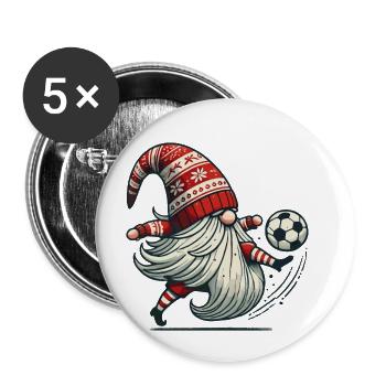 Football Gnome Noël Joueur Elfe - Lot de 5 grands badges (56 mm) - blanc - Devant