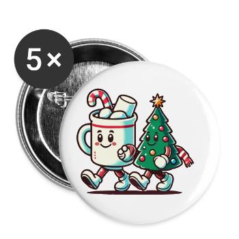 Merry Christmas Retro Vintage Look - Buttons large 2.2''/56 mm (5-pack) - white - Front