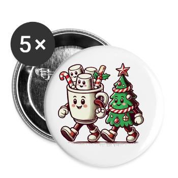 Merry Christmas Retro Style Vintage - Buttons large 2.2''/56 mm (5-pack) - white - Front