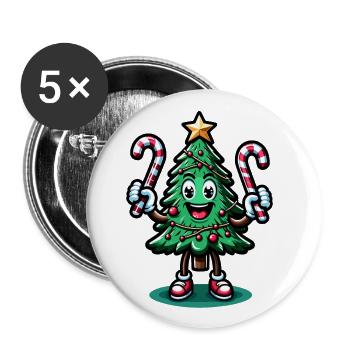 WeMerry Christmas Tree with Candy Canes Retr - Buttons large 2.2''/56 mm (5-pack) - white - Front