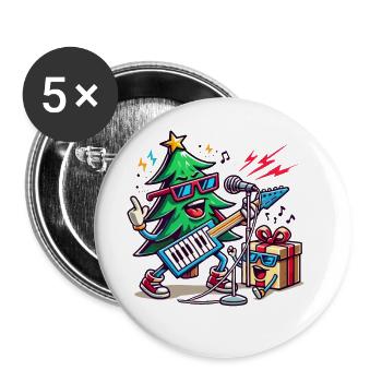 Noël Rétro Rocking Sain - Lot de 5 grands badges (56 mm) - blanc - Devant