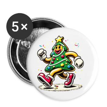 Funny Christmas tree in comic style - Buttons large 2.2''/56 mm (5-pack) - white - Front