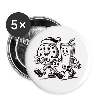 Christmas Vintage Mascot Joy - Buttons large 2.2''/56 mm (5-pack) - white - Front