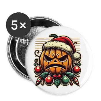 Halloween Christmas Pumpkin Fun - Buttons large 2.2''/56 mm (5-pack) - white - Front