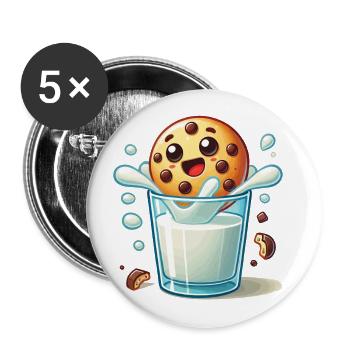Fröhlicher Keks Im Milchglas Weihnachten - Buttons groß 56 mm (5er Pack) - Weiß - Vorne