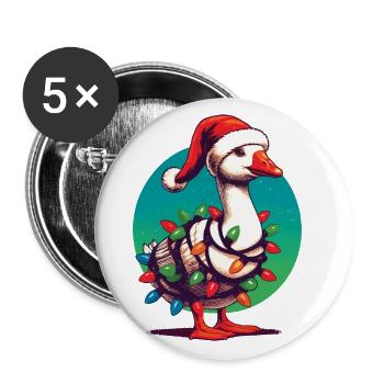 gWeihnachten Lustiger Tollpatsch Gans - Buttons groß 56 mm (5er Pack) - Weiß - Vorne