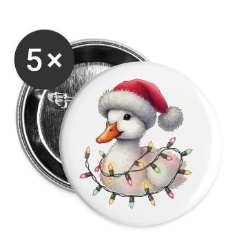 Chapeau de fées de Noël canard drôle - Lot de 5 grands badges (56 mm) - blanc - Devant