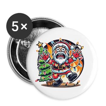 Christmas Chaos With Electric Shock Cartoon - Buttons large 2.2''/56 mm (5-pack) - white - Front