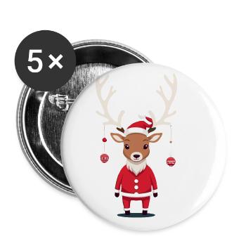 Merry Reindeer Christmas Outfit - Buttons large 2.2''/56 mm (5-pack) - white - Front
