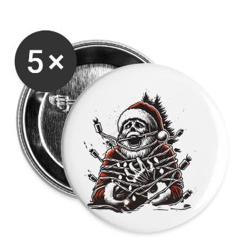 Santa Claus Electrocution Dark Artwork - Buttons large 2.2''/56 mm (5-pack) - white - Front