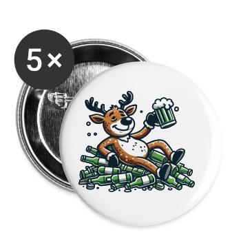 Funny Christmas Reindeer for Beer Lovers - Buttons large 2.2''/56 mm (5-pack) - white - Front