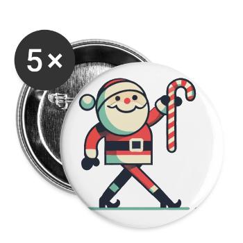lustiHappy Santa with candy cane - Buttons large 2.2''/56 mm (5-pack) - white - Front