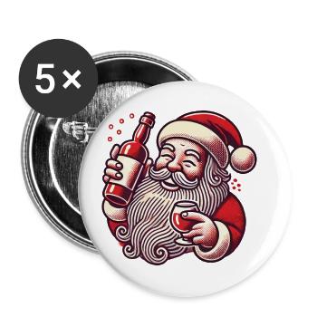 Christmas humor: Santa loves alcohol - Buttons large 2.2''/56 mm (5-pack) - white - Front