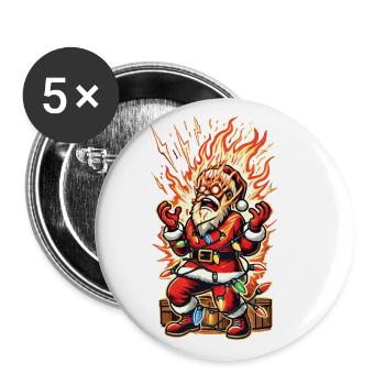 Santa Claus gets electrocuted catastrophe - Buttons large 2.2''/56 mm (5-pack) - white - Front