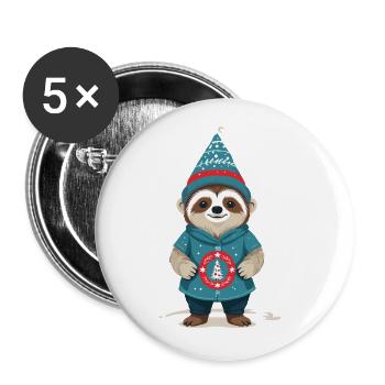 Gnome de paresseux confortable Gnome Gnome - Lot de 5 grands badges (56 mm) - blanc - Devant