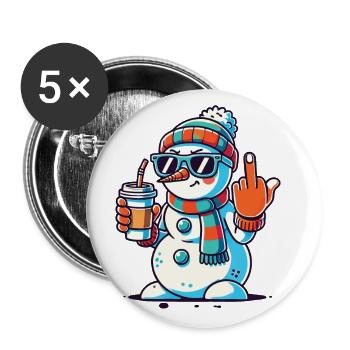 Cooler Schneemann Mit Kaffee Und Sonnenbrille - Buttons groß 56 mm (5er Pack) - Weiß - Vorne